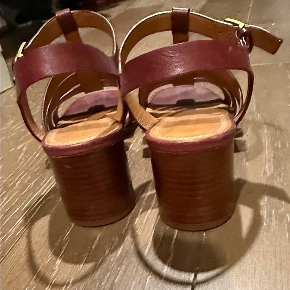 Tory Burch Burgundy Strappy Sandals - Picture 5 of 6